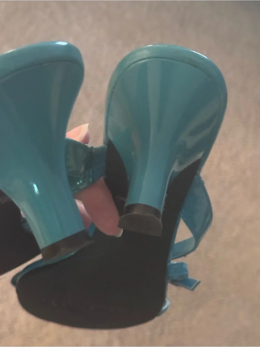 East 5th Teal, Bright Blue Strappy Kitten Heel Mule Sandals